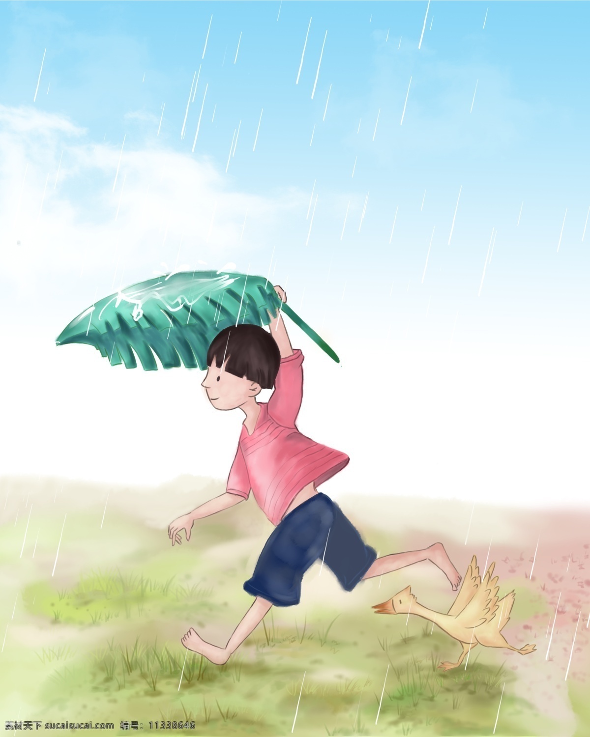 夏季 雨 中 奔跑 小 男孩 背景 雨中 奔跑的小男孩 雨中男孩 雨水 大雨 阵雨 夏天