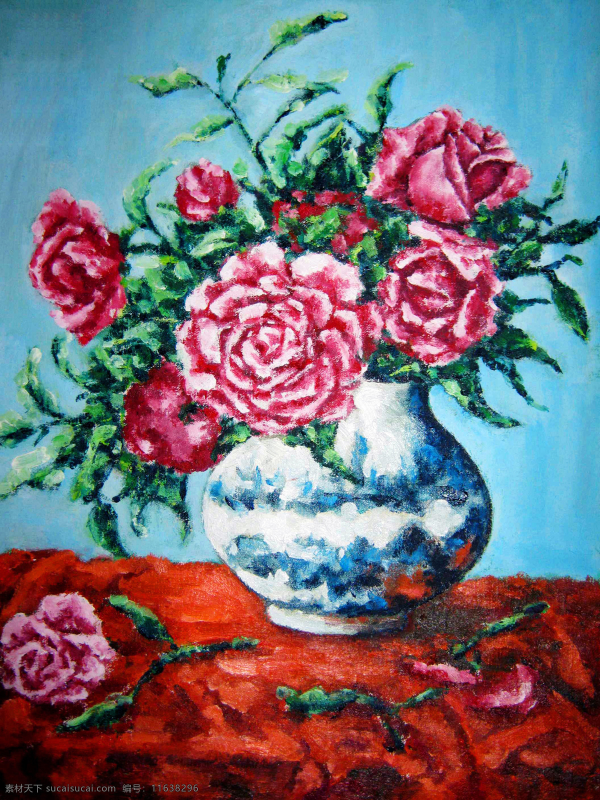 瓷器 花瓶 鲜花 静物 油画 油画花朵 鲜花油画 花卉油画 瓷器花瓶 油画静物写生 油画艺术 绘画艺术 装饰画 书画文字 文化艺术