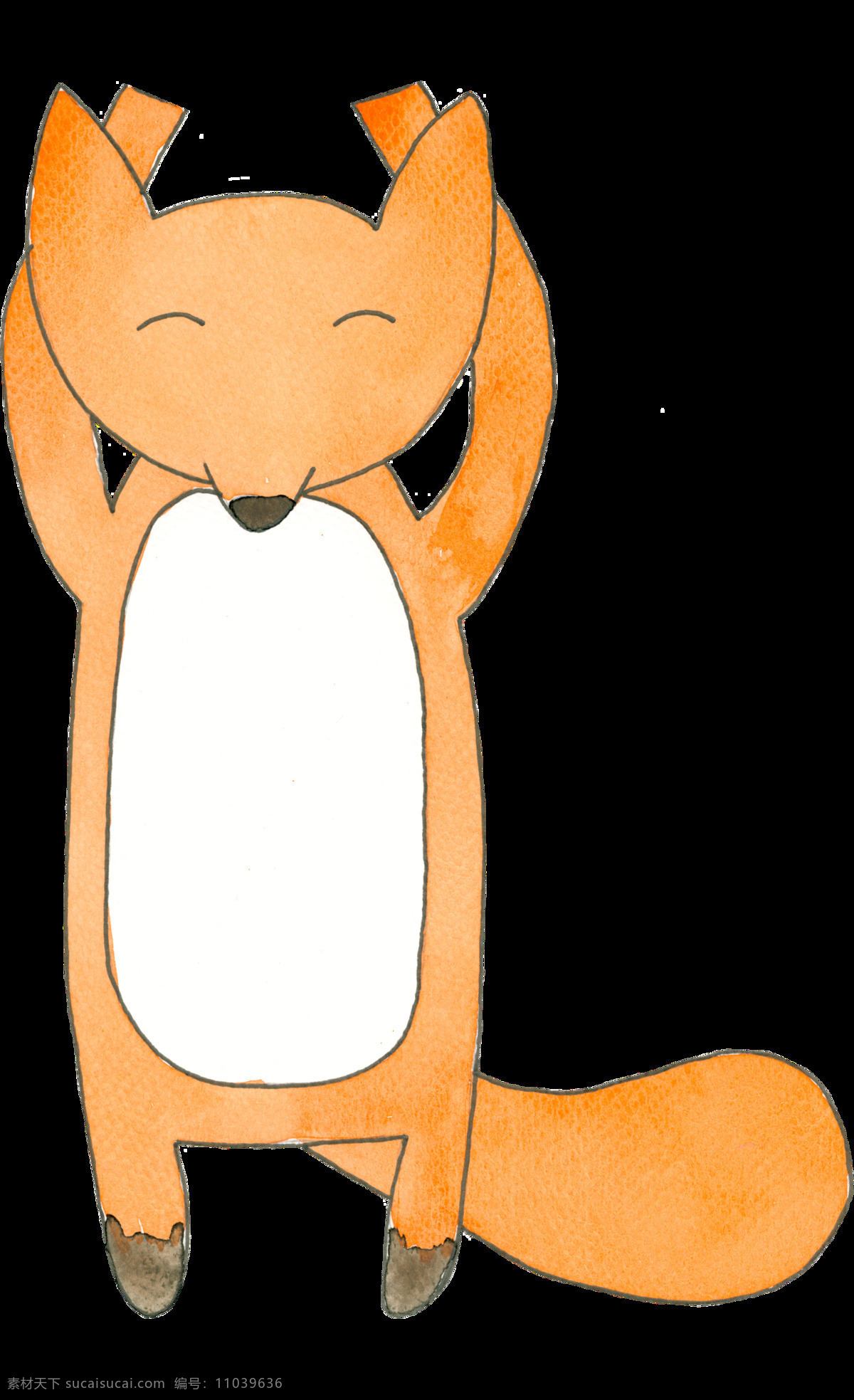 卡通 狐狸 透明 手绘 橙色 矢量素材 设计素材
