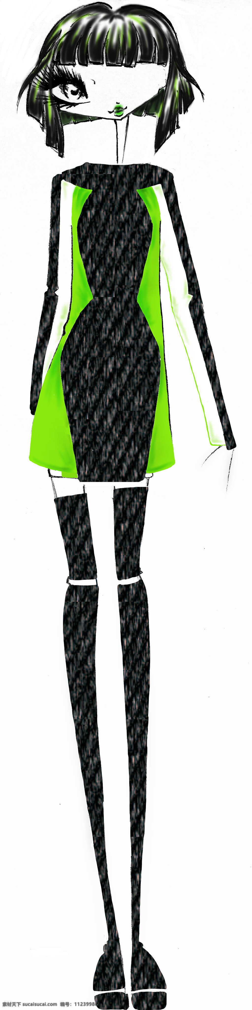 黑绿色 连衣裙 套装 设计图 服装设计 时尚女装 职业女装 职业装 女装设计 效果图 短裙 衬衫 服装 服装效果图 绿色