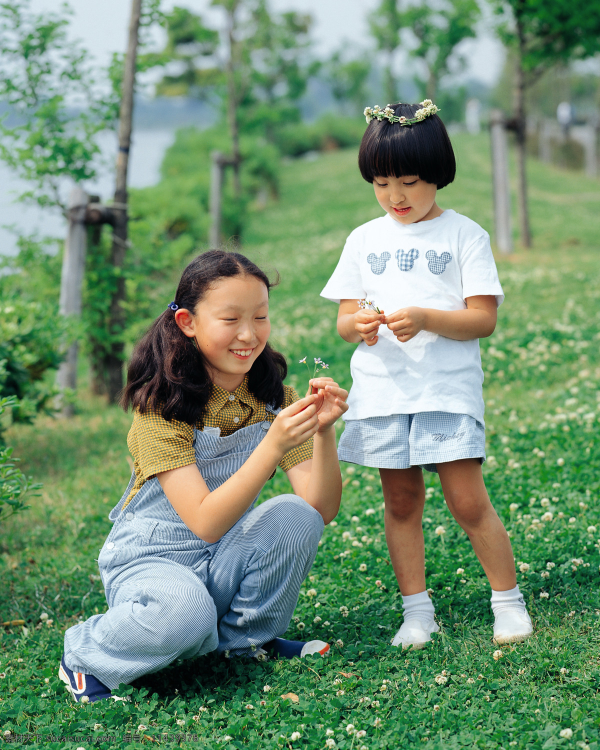 高清晰儿童 人物动作姿势 采花的小女孩 草地 绿色 叶子等 人物图库 儿童幼儿 摄影图库