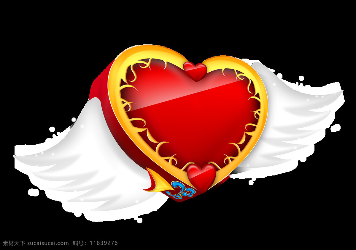 红色 心形 情人节 翅膀 元素 天使的翅膀 情人节元素 红色心形元素 png元素 透明元素 免抠元素