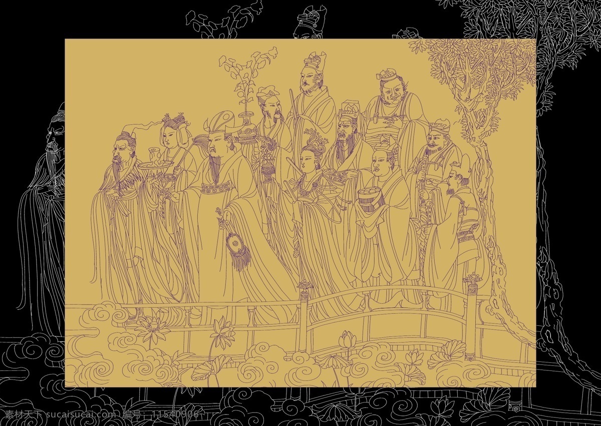 中国 古典 人物 线描 矢量图 中国古典人物 神话人物 文化艺术 美术绘画 矢量图库