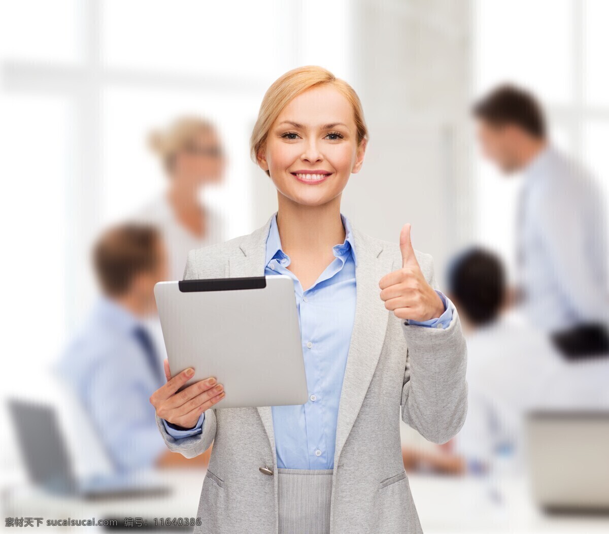 竖 大拇指 职业女性 平板电脑 白领 商务女士 职业人物 商务人士 人物图片
