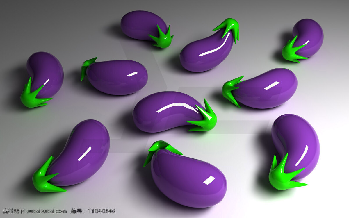 可爱 紫色 动感 蔬菜 茄子 3d 3d作品 3d设计 灰色