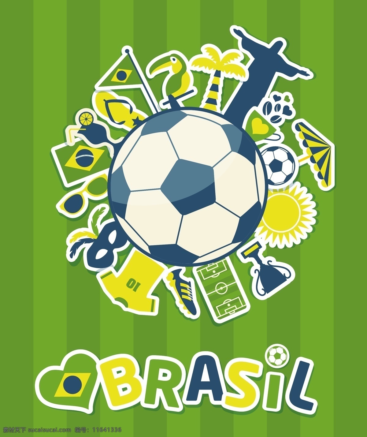 绿色 足球 巴西 景区 背景 模板下载 球服 球鞋 奖杯 神父雕像 世界杯 体育运动 生活百科 矢量素材 白色