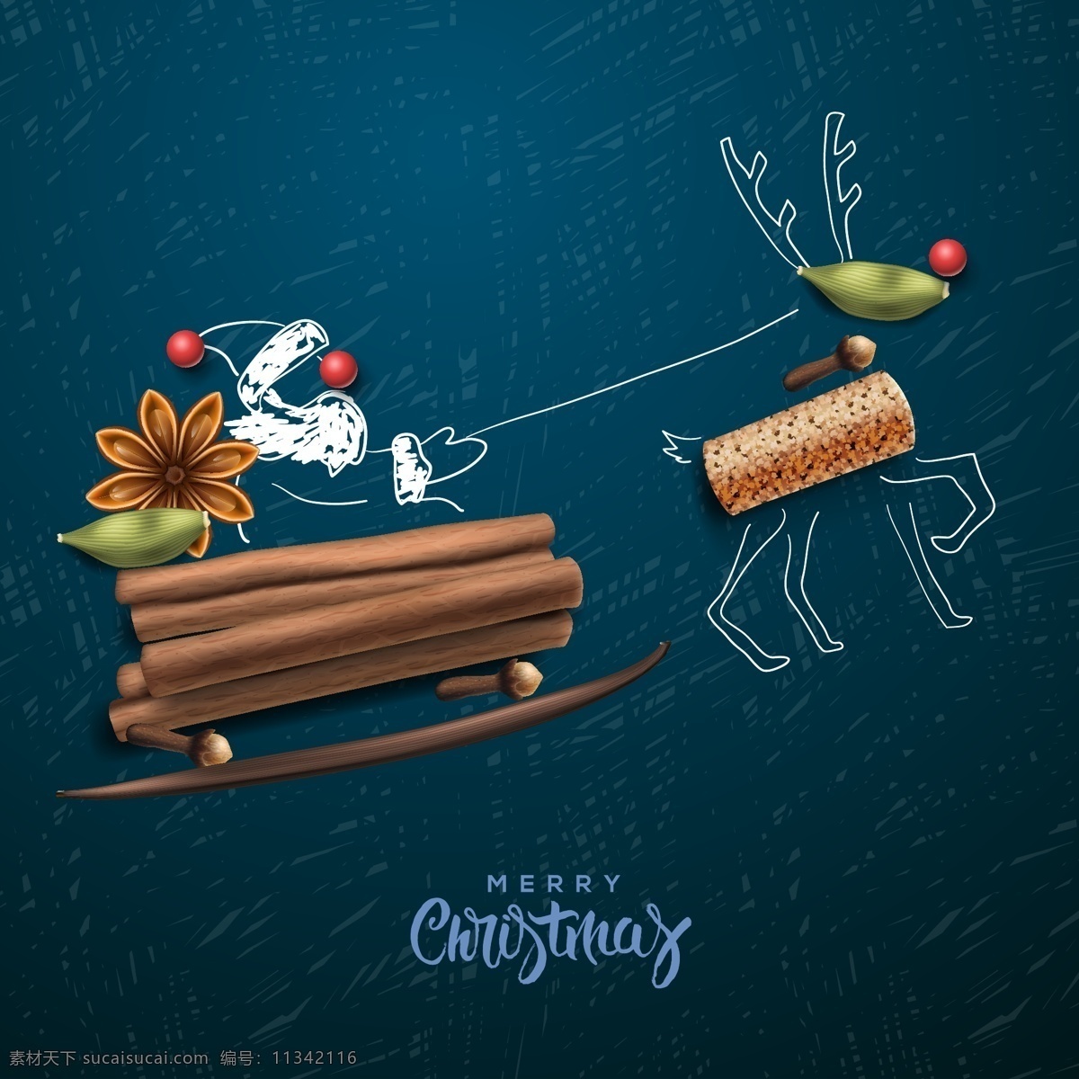 圣诞老人 麋鹿 雪橇 圣诞节海报 圣诞节背景 圣诞节主题 新年快乐 矢量 高清图片