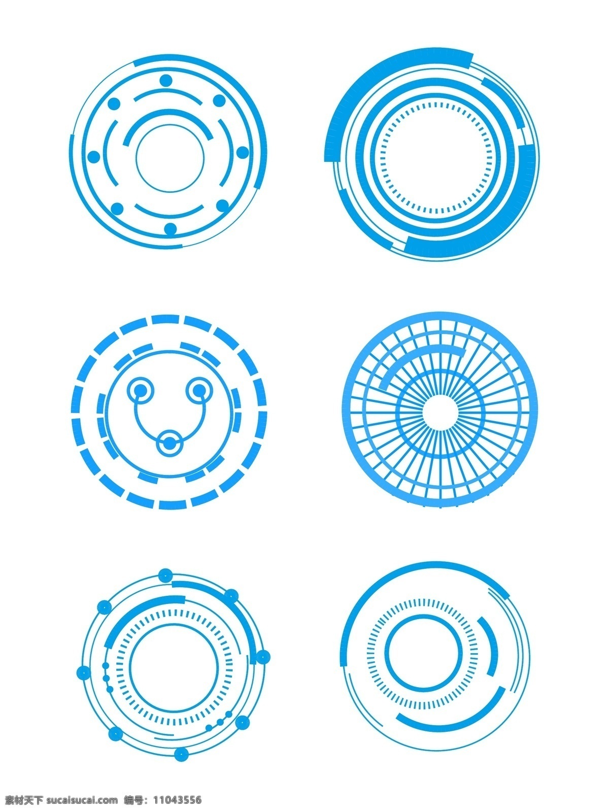 科技 边框 蓝色 未来 感 矢量 商用 元素 圆形