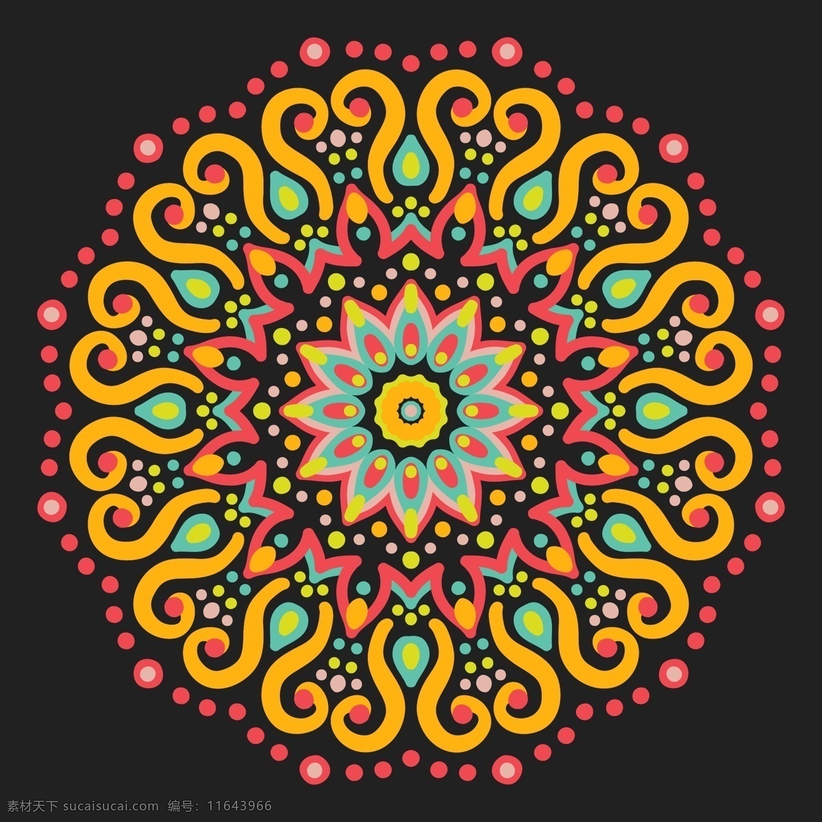 彩色 曼陀罗 花卉 抽象 装饰 色彩 阿拉伯语 印度 造型 伊斯兰教 东方 符号 华丽