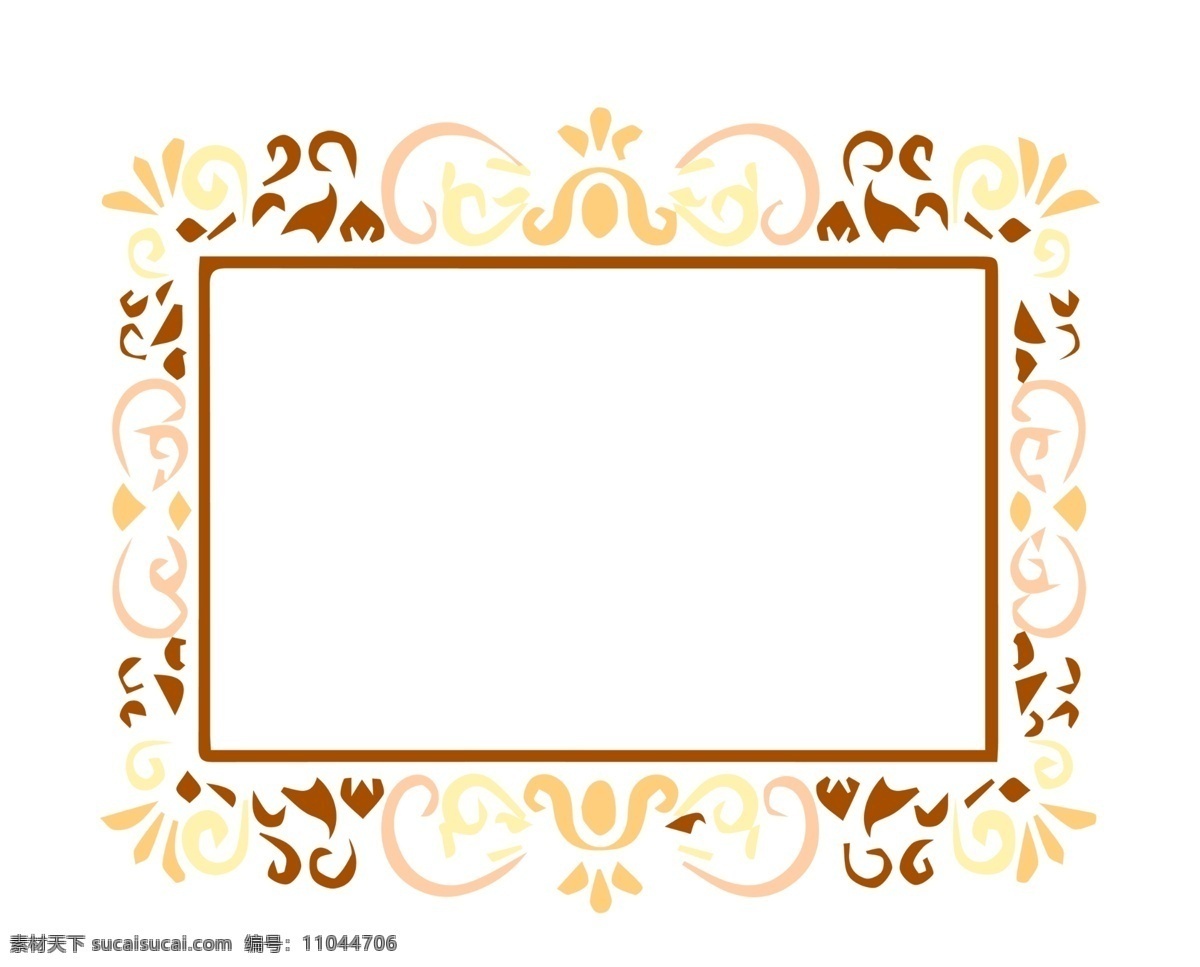 棕色 长方形 边框 插图 花纹 艺术边框