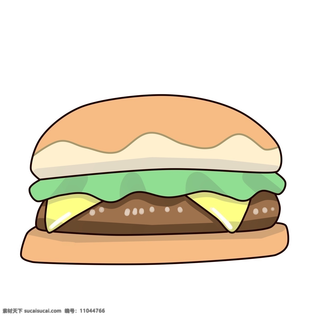 黄色 面包 夹心 汉堡 插图 绿色蔬菜 有机蔬菜 夹心汉堡 面包汉堡 好吃的汉堡 快餐汉堡 德克士汉堡 汉堡插图