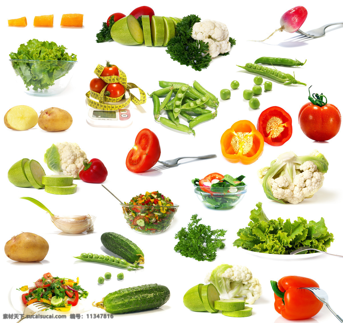 健康蔬菜 尖椒 西红柿 黄瓜 红萝卜 土豆 菜花 水萝卜 生菜 西葫芦 青椒 绿色蔬菜 蔬菜 生物世界