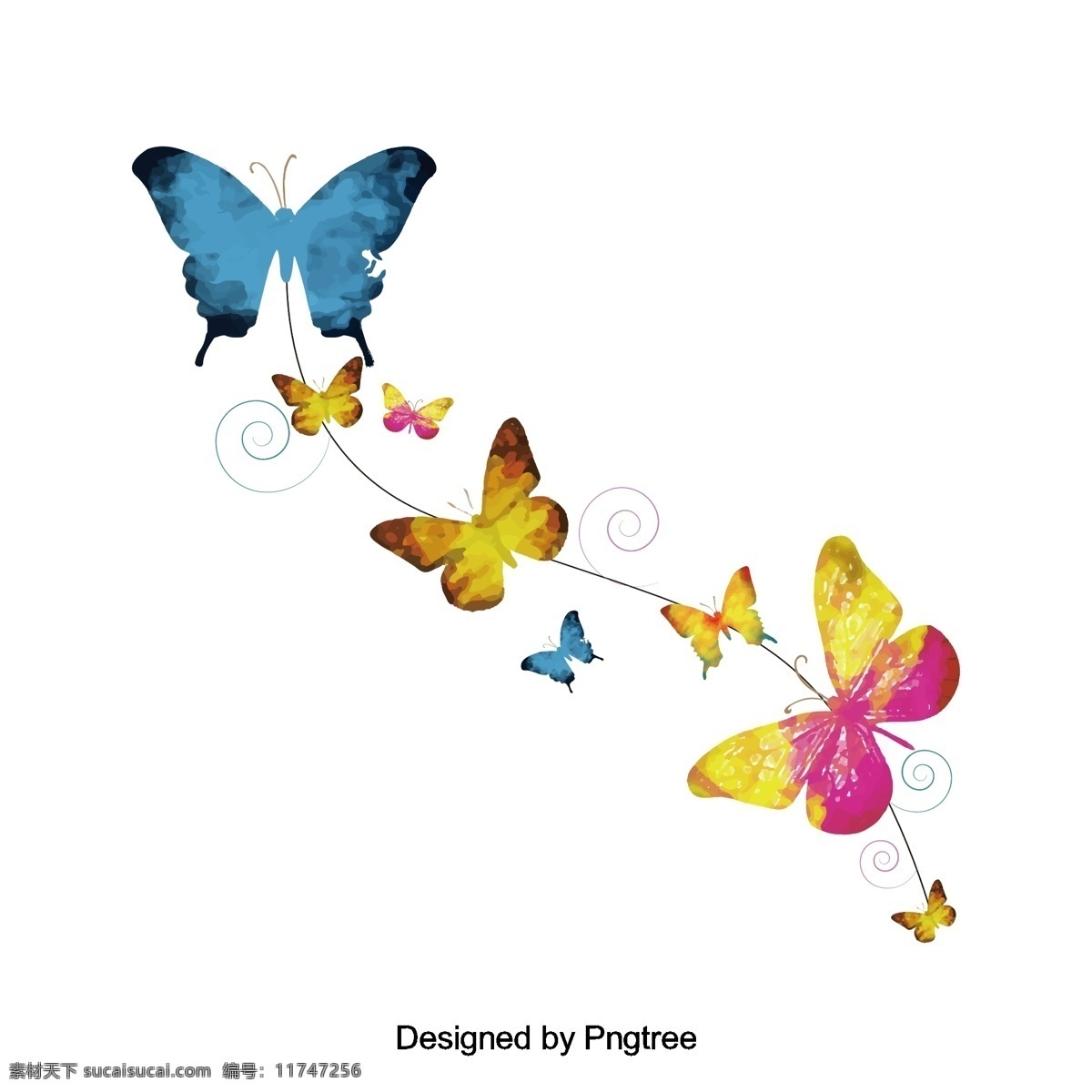 形设计简单 卡通 手绘 蝴蝶 昆虫 性质 元素 简洁 色彩 图案