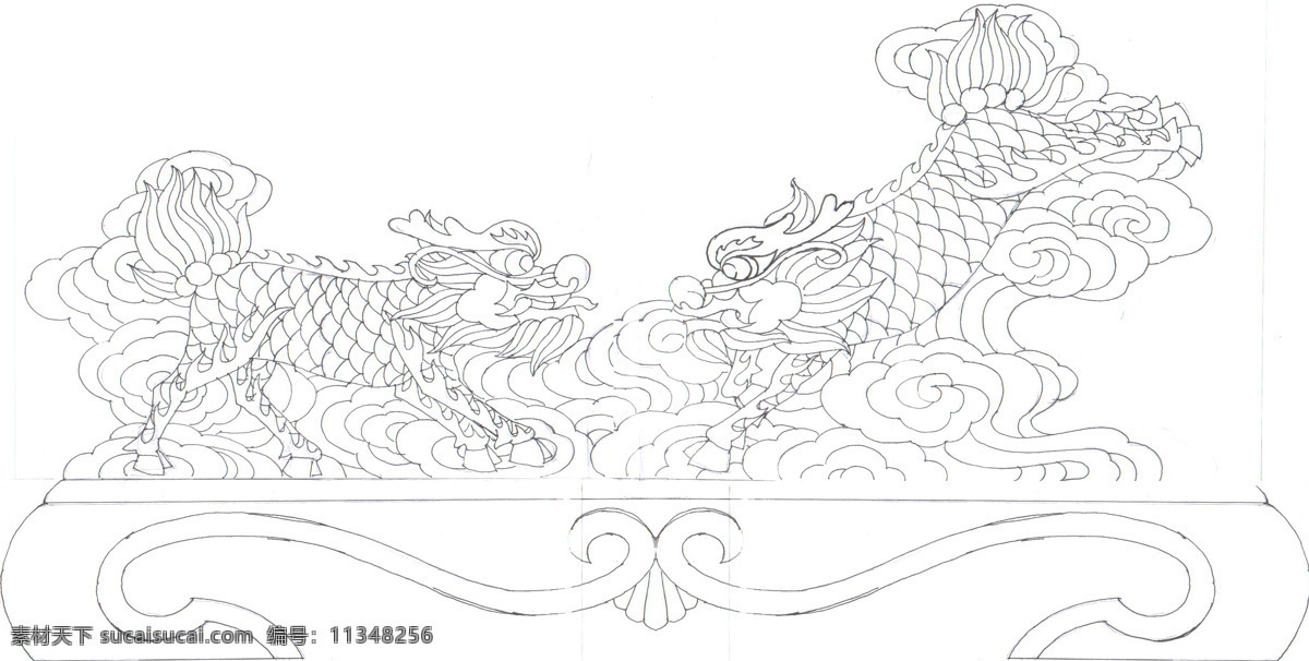 手绘 双 麒麟 剑 架 手绘图 双麒麟 剑架 摆饰 雕刻 原创手绘图 文化艺术 绘画书法