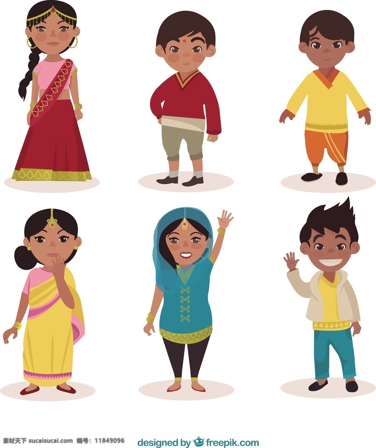 卡通印度人物 人员 儿童 孩子 印度人 国家 文化 人物 男孩