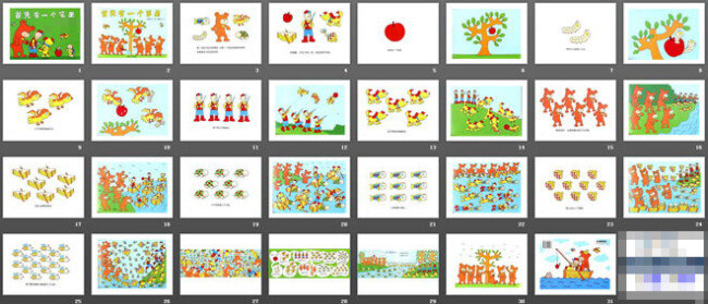 首先 一个 苹果 卡通ppt 儿童 绘 故事 幻灯片 模板