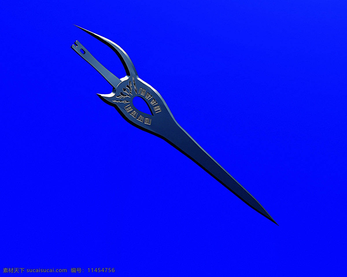 绝世好剑 3d 蓝色剑 原创 蓝色背景剑 3d作品 3d设计