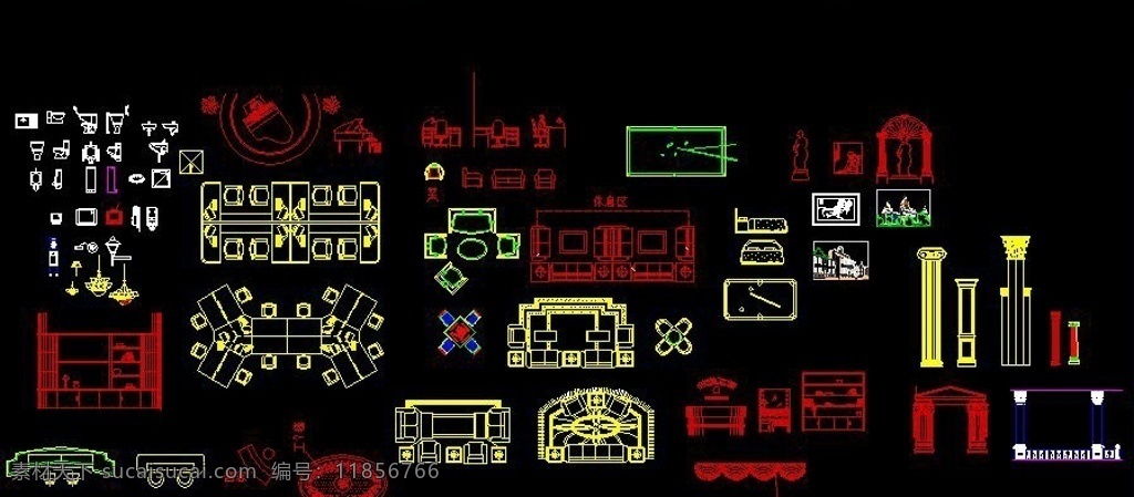 平面图元素 椅子 建筑家居 家居家具 矢量图库 dwg