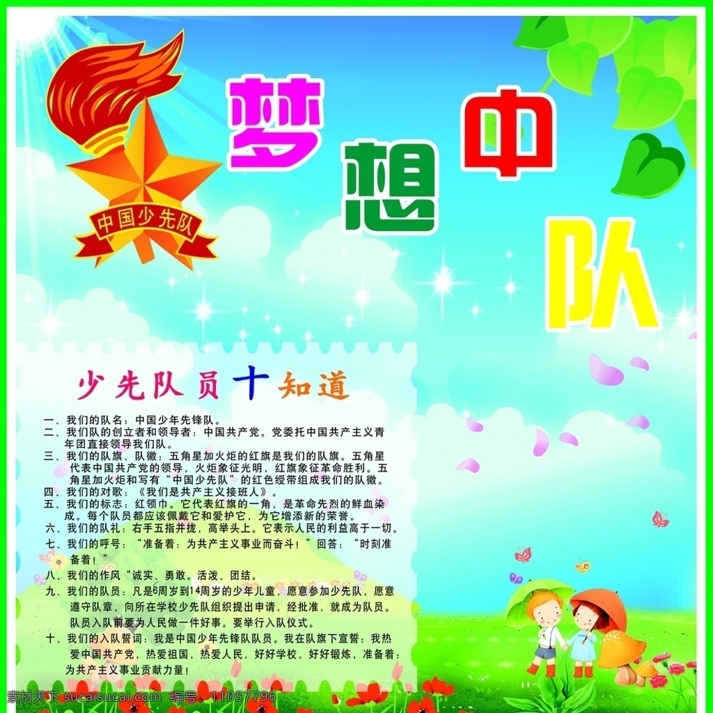 少先队员 十 知道 少先队 十知道 教室展板 学校展板 展板