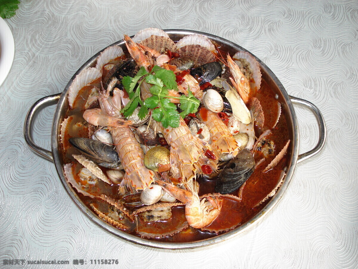 海鲜锅 虾 蛤蝲 海虹 扇贝 海鲜食物 传统美食 餐饮美食
