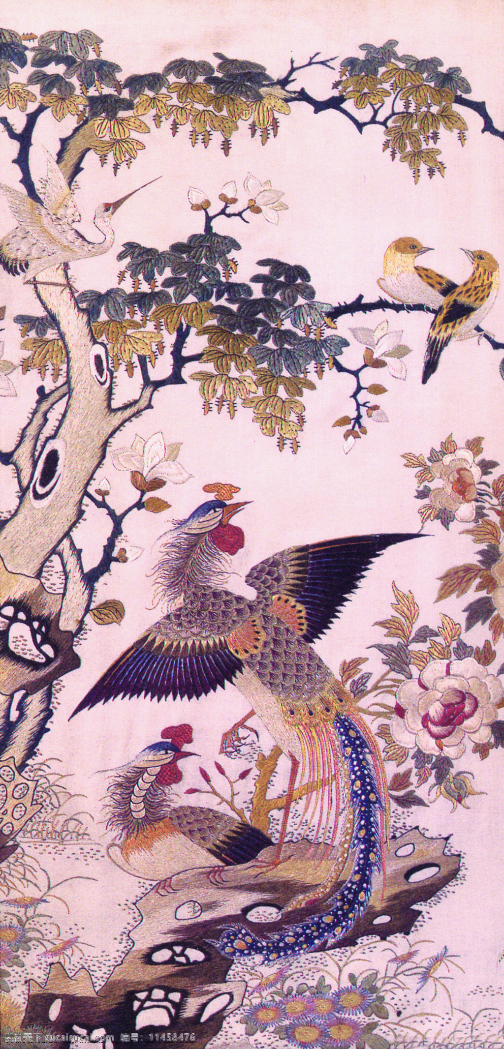 中国花鸟画 中国画 花鸟画 设计素材 花鸟画篇 中国画篇 书画美术 粉色