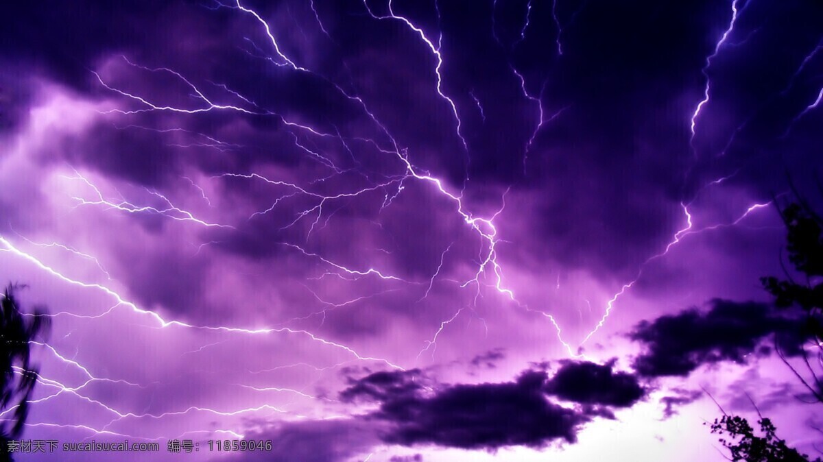 紫色 雷电 阴天 乌云