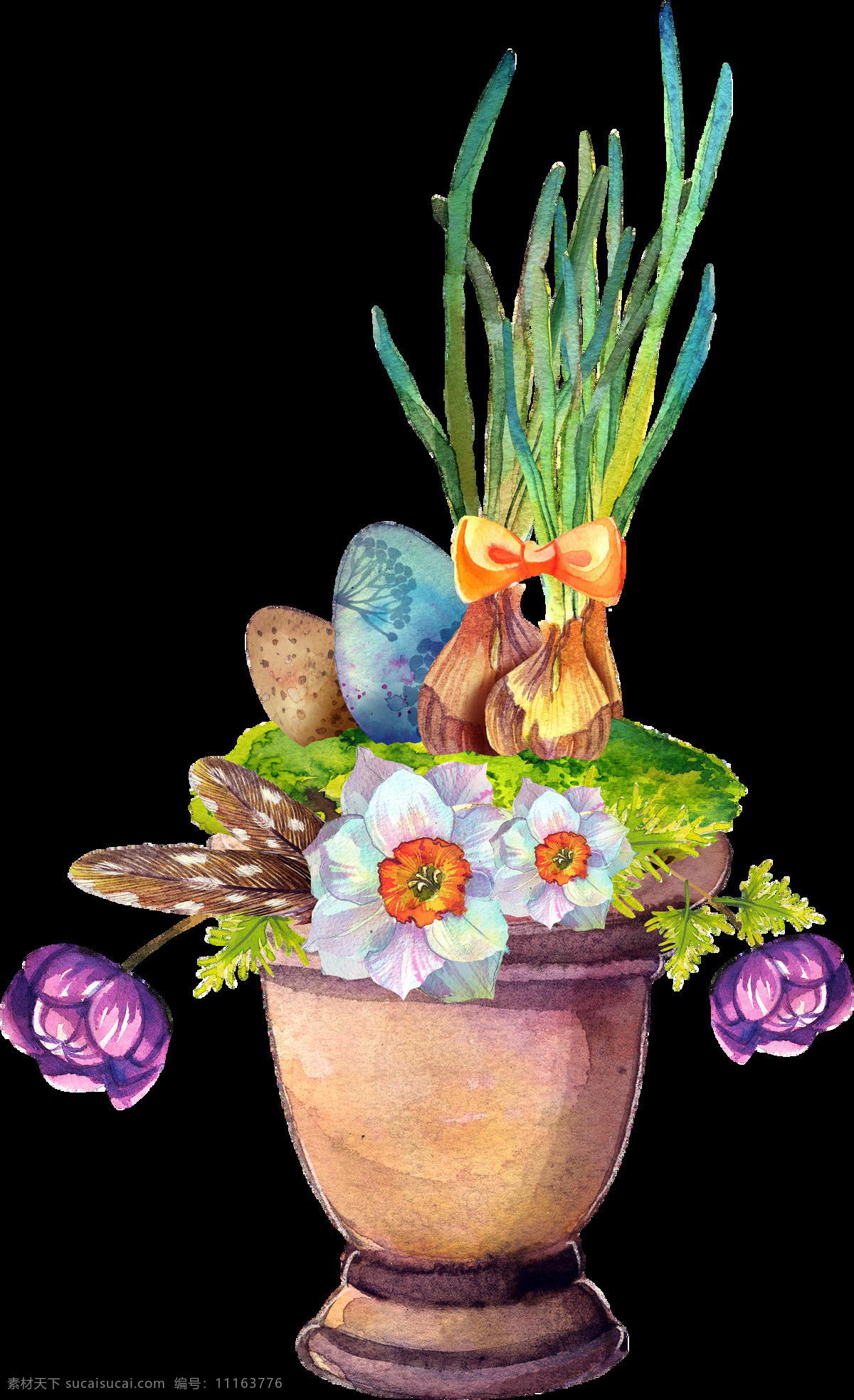 缤纷 植物 花瓶 透明 装饰 海报设计装饰 卡通 免扣 设计素材 水彩 淘宝素材 透明素材 种植 装饰图案