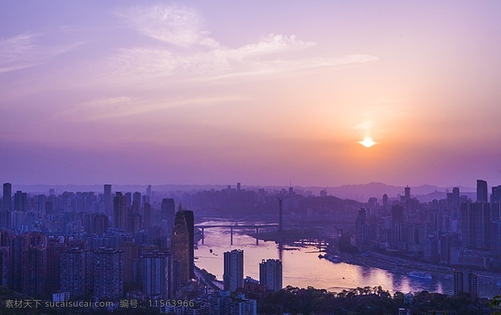 城市余晖图片 夕阳 重庆 长江 大桥 城市夕阳 江景 剪影 远眺 楼群 建筑群 城市与江景 自然景观 自然风景