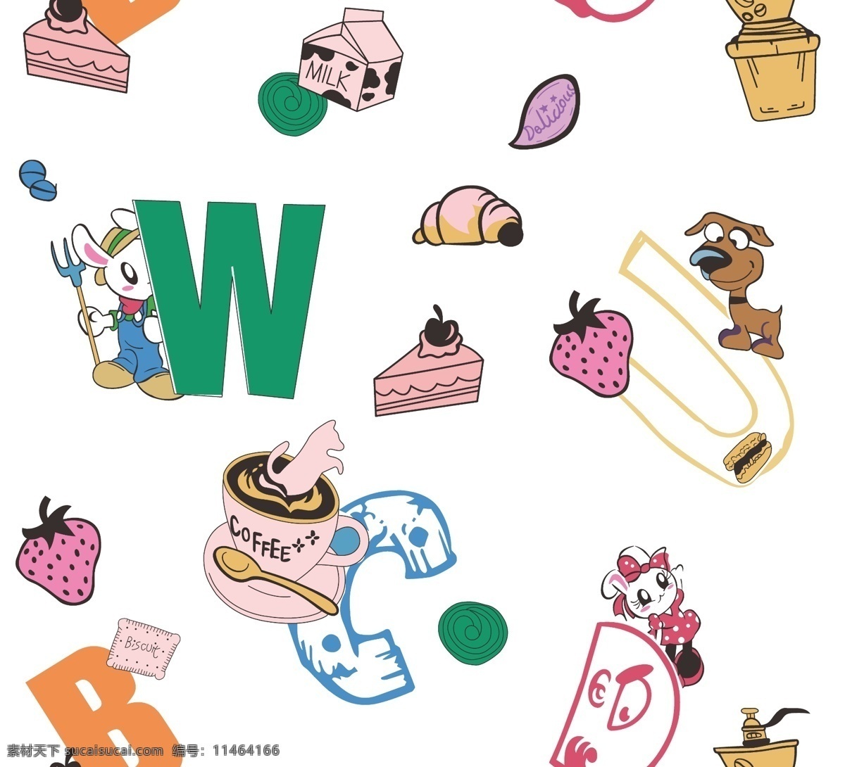 布匹 字体 咖啡 狗狗 兔子 蛋糕 草莓 动漫动画
