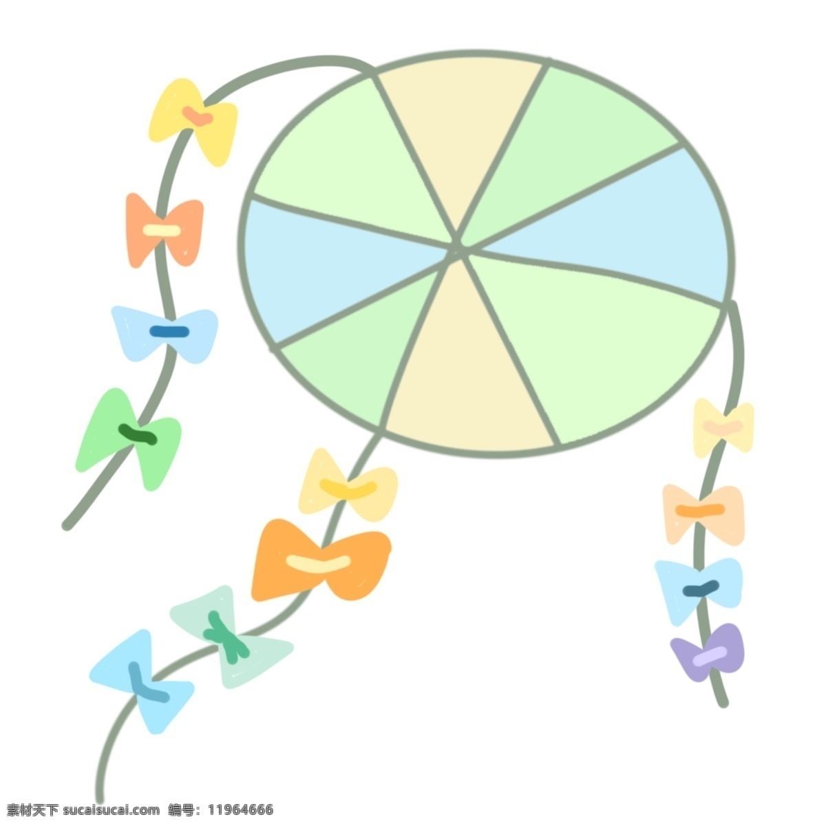 漂亮 彩色 风筝 插图 彩色风筝 蝴蝶结装饰 彩色风筝插图 橙色 蓝色 绿色 黄色 漂亮的风筝 风筝插图