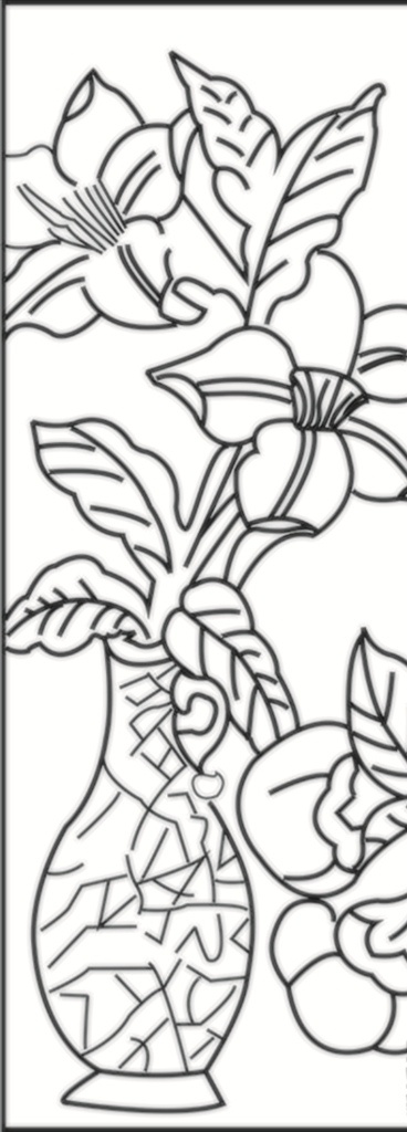 花瓶雕刻图案 花瓶 花卉 植物 传统 民俗 雕刻 装饰 移门图案 矢量 线条装饰纹样 底纹边框