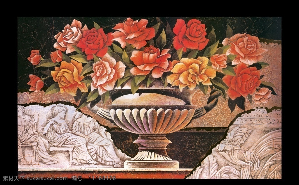 玫瑰 花卉 油画 油画花 油画花卉 油画装饰画 绘画 素描系列 绘画书法 文化艺术