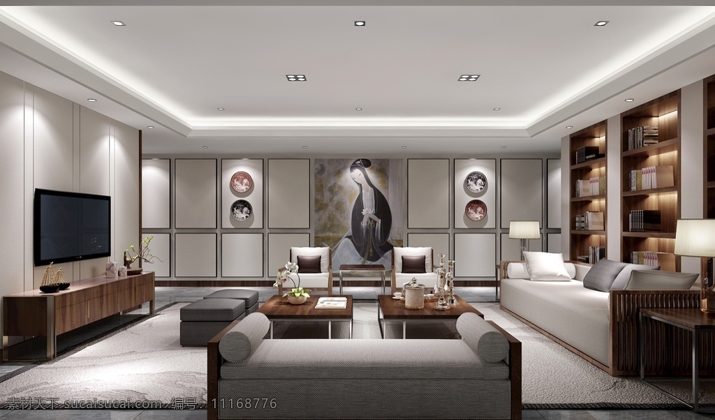 中式 客厅 效果图 3d 模型 新中式 餐厅 餐桌 酒柜 吊顶 室内 3dmax 高清 简约 沙发 背景墙 瓷砖 大理石 护墙板 软装 效果图模型 3d设计 室内模型 max