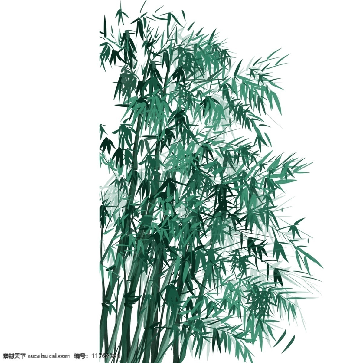 中国 风 唯美 绿竹 元素 绿色 插画 竹子 植物 古风 中国风 竹叶 卡通设计
