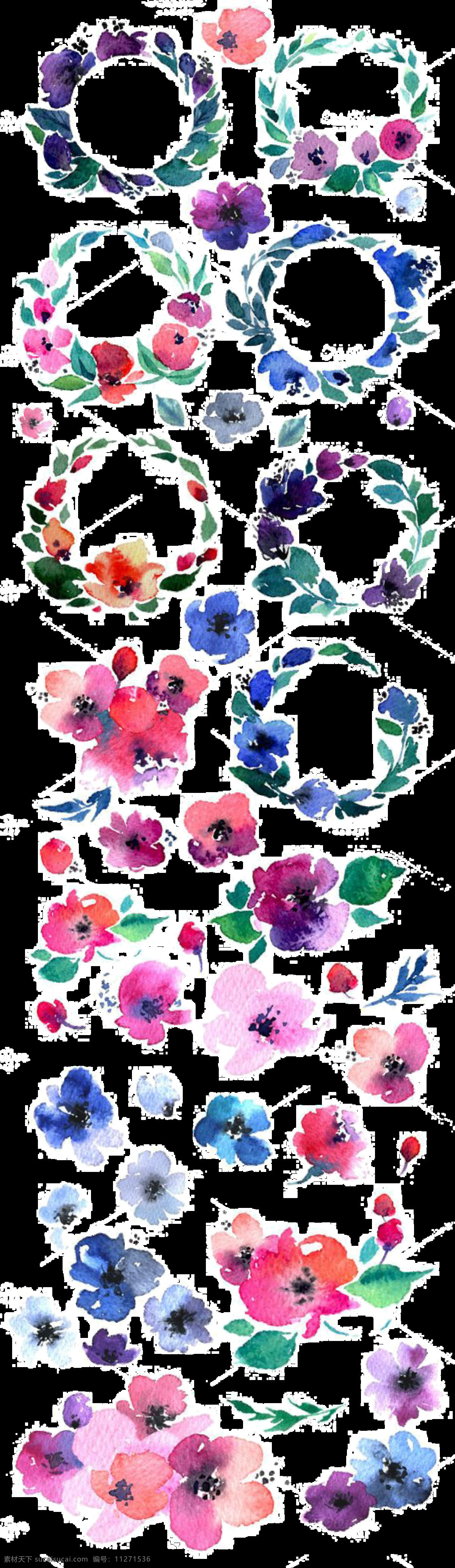 清新 重 色 水彩 花朵 手绘 花环 装饰 元素 飘落的花瓣 手绘花环 手绘水彩 手绘素材 素材唯美 鲜花 重色水彩花朵