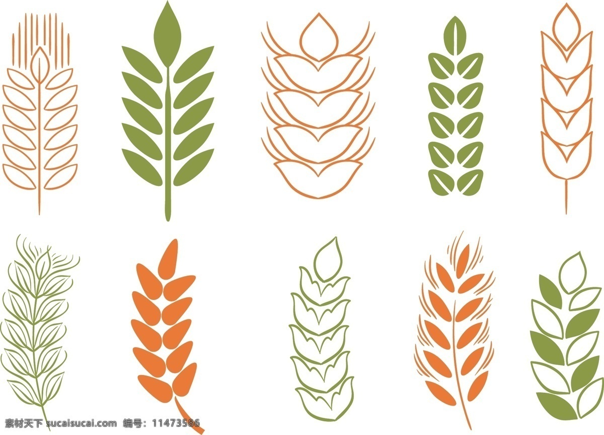 手绘 线性 麦穗 图标 麦穗图标 麦 麦子 矢量素材 手绘植物 手绘麦子 手绘麦穗 稻田 谷物 小麦