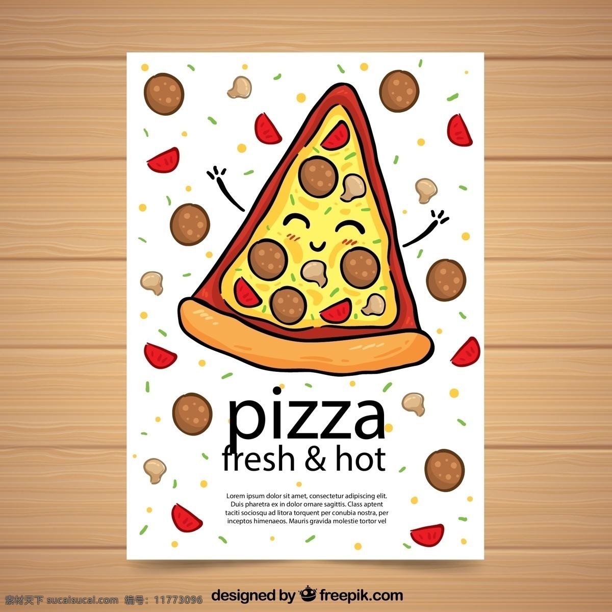 爱 笑脸 三角 披萨 宣传单 木板 蘑菇 香肠 三角披萨 源文件 矢量 高清图片