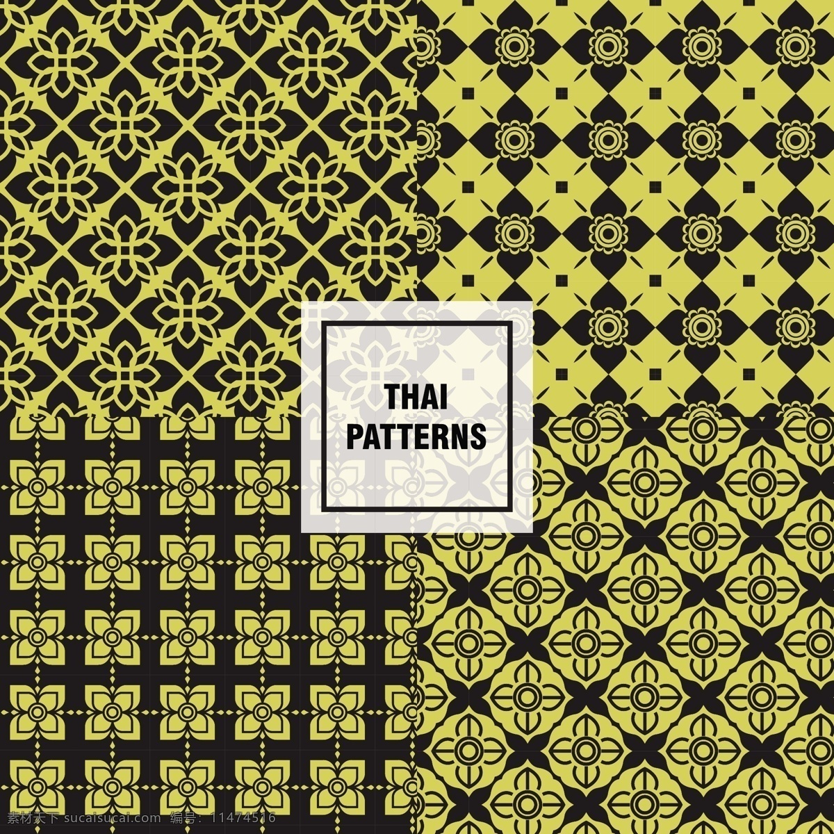 泰国模式集 背景 花 图案 抽象的背景 抽象 颜色 形状 壁纸 花型 元素 泰国 花背景 东方 无缝图案 色彩 黑色