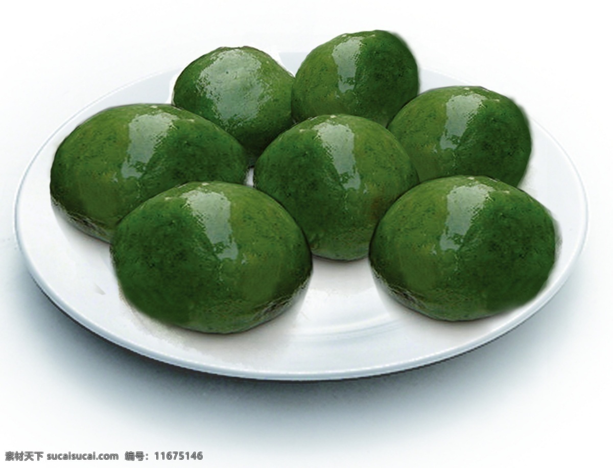 清明节 青团 美食 盘子 绿色团子 节日素材