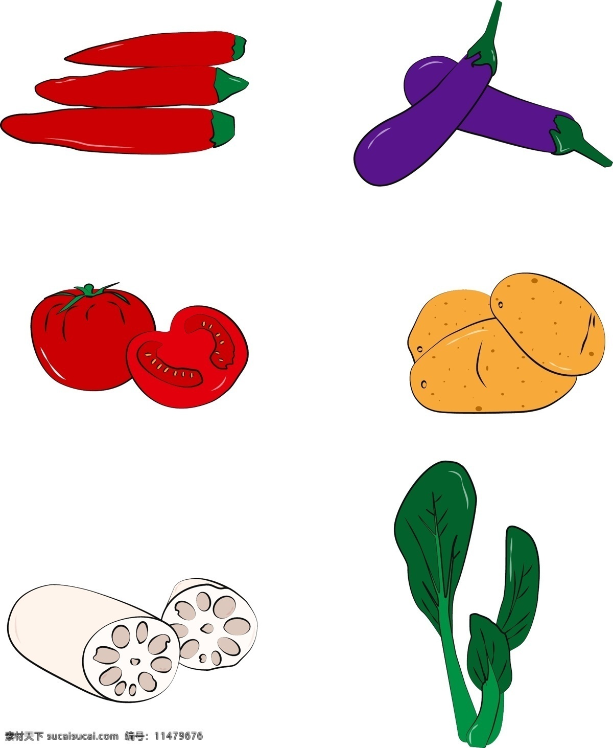 矢量 简约 蔬菜 套 图 商用 辣椒 西红柿 青菜 图标 蔬菜套图 简约蔬菜 茄子 藕 蔬菜图标