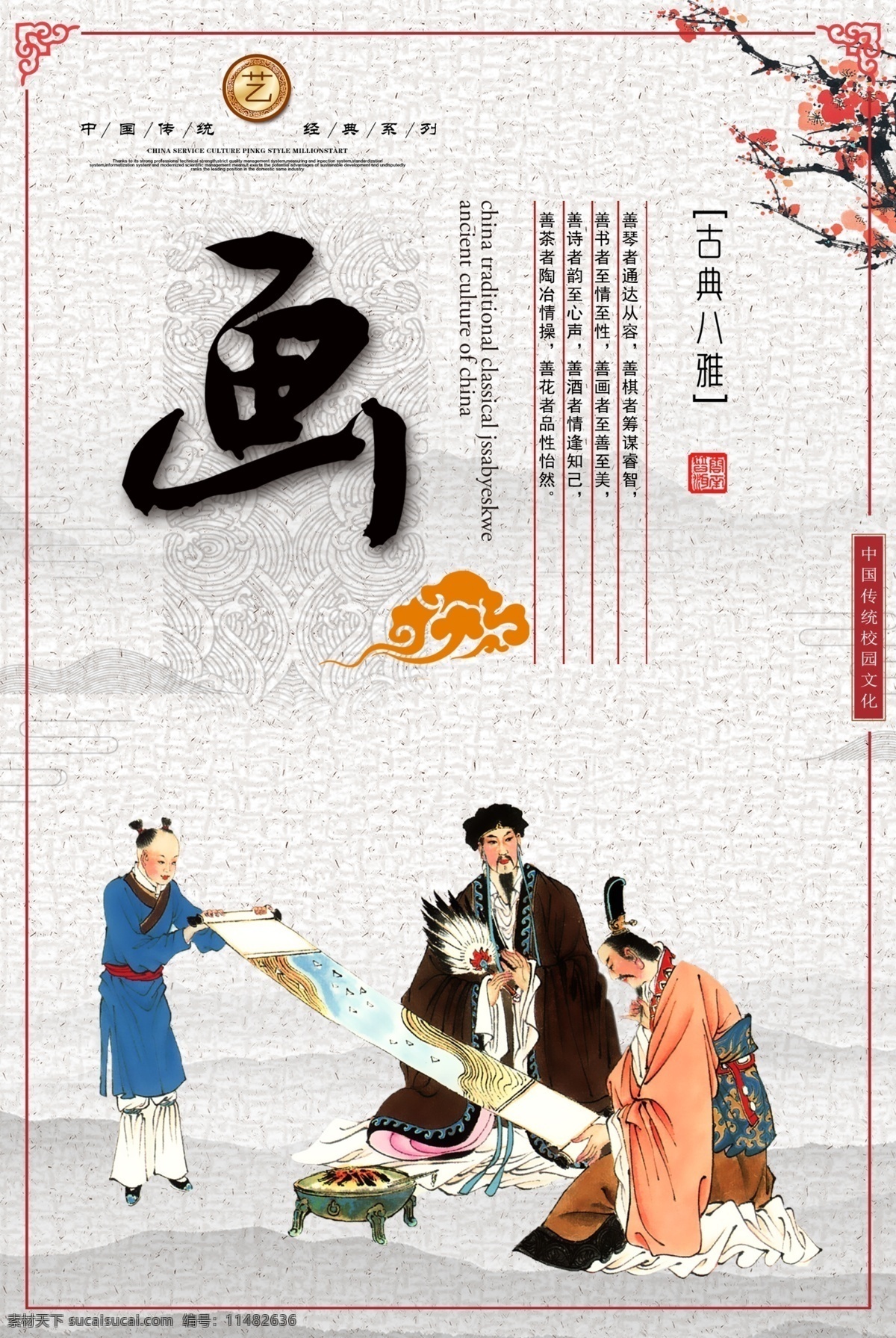 中国 传统文化 系列 展板 中国传统文化 茶文化 画文化 诗文化 文化系列展板 中国风 传统 分层