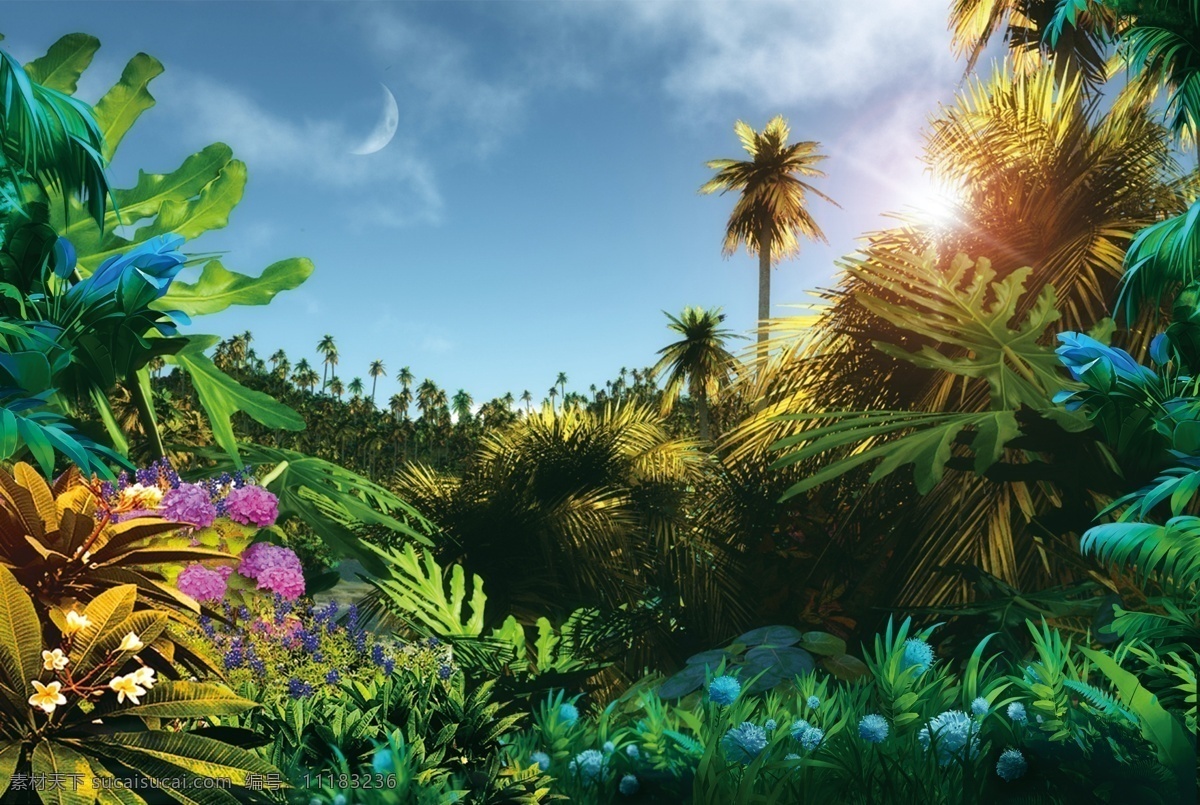 植物 森林 阳光 合成 森林背景 背景素材 背景下载 花 花瓣 绿色 小清新 梦幻 浪漫 叶子 分层