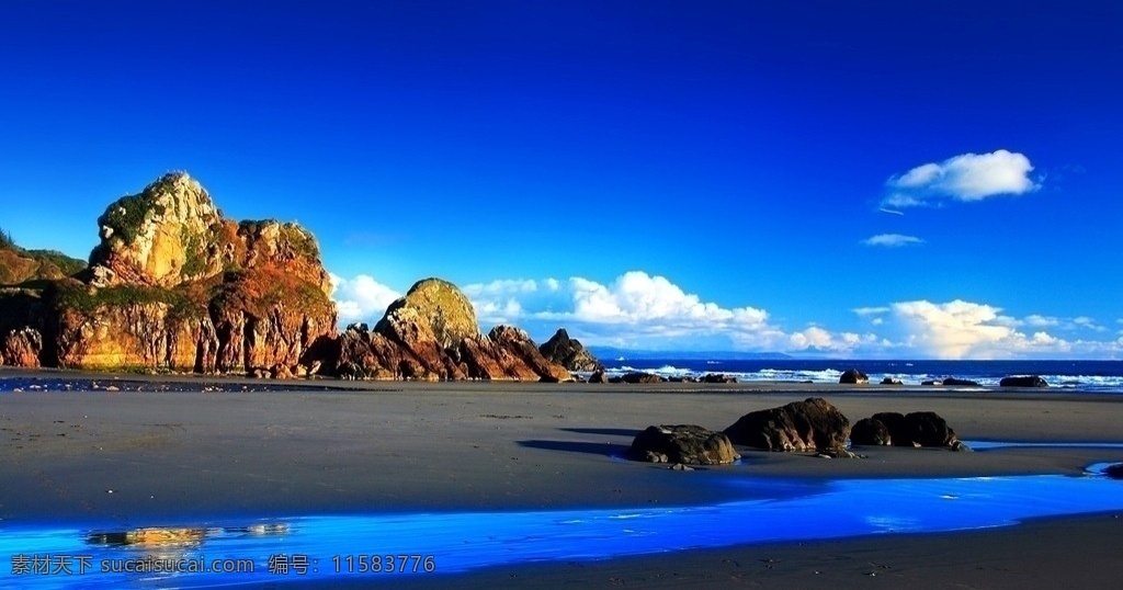 海边蓝天 壁纸 海边 蓝天 岩石 白云 自然风景 自然景观