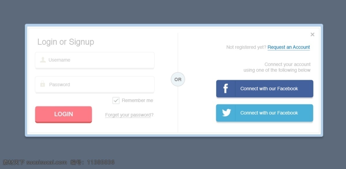 web 登录 签 表 界面 facebook 按钮 免费 面板 ui元素 登录表单 登录形式 场 推特 用户界面元素 矢量图