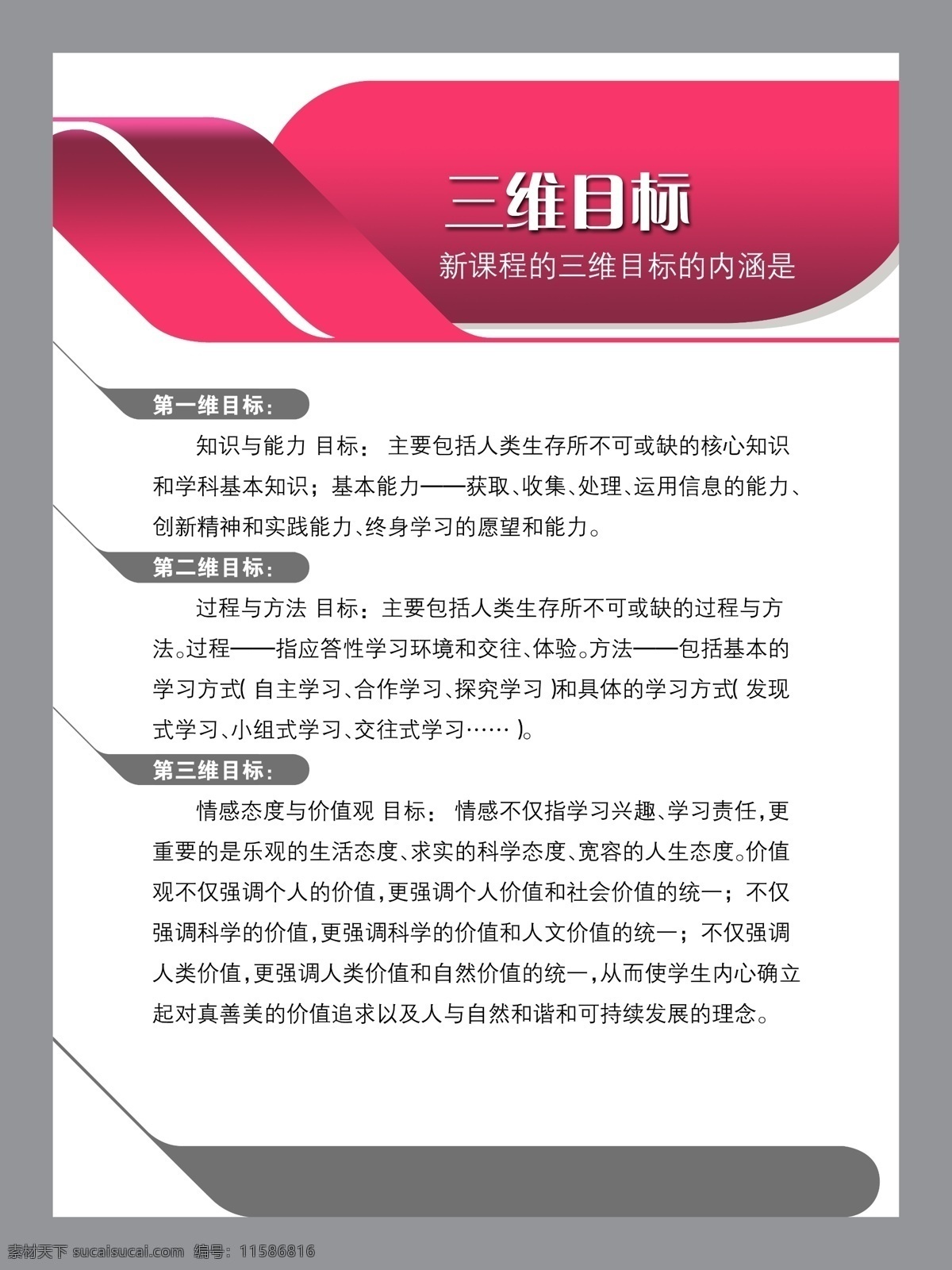 三维目标 新 课程 三维 目标 内涵 分层素材 psd格式 设计素材 校园专辑 墙报板报 psd源文件 白色