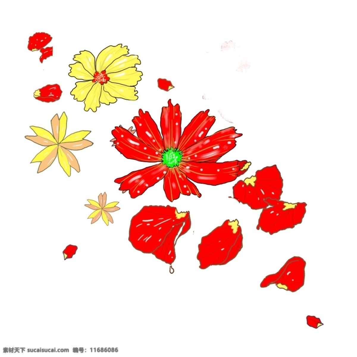 手绘 花瓣 免 扣 商用 透明底花瓣 花素材 漂浮素材 花 红色花瓣