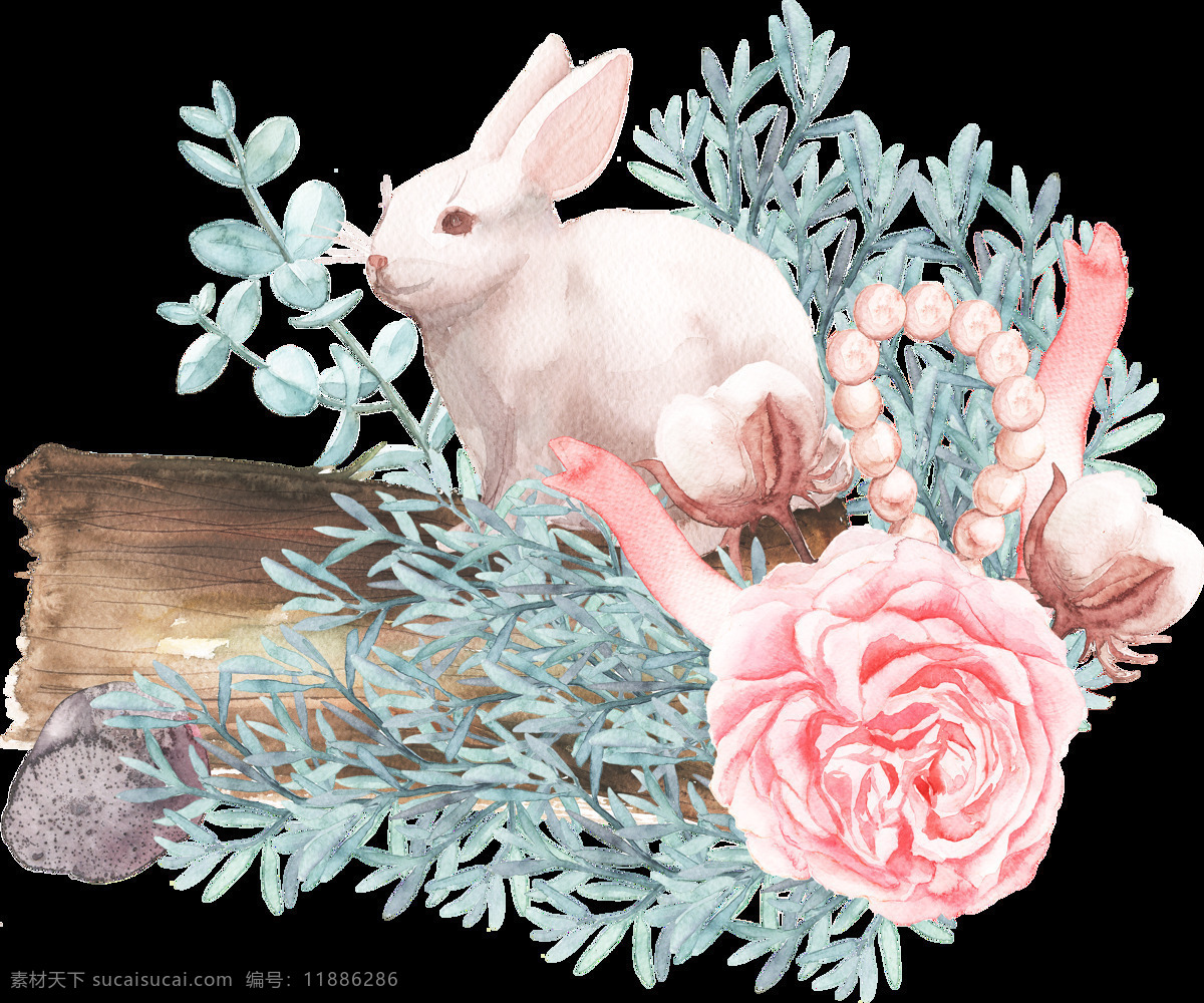 树干 兔子 卡通 透明 水彩 免扣 手绘 透明素材 装饰 设计素材 淘宝素材 海报设计装饰 装饰图案