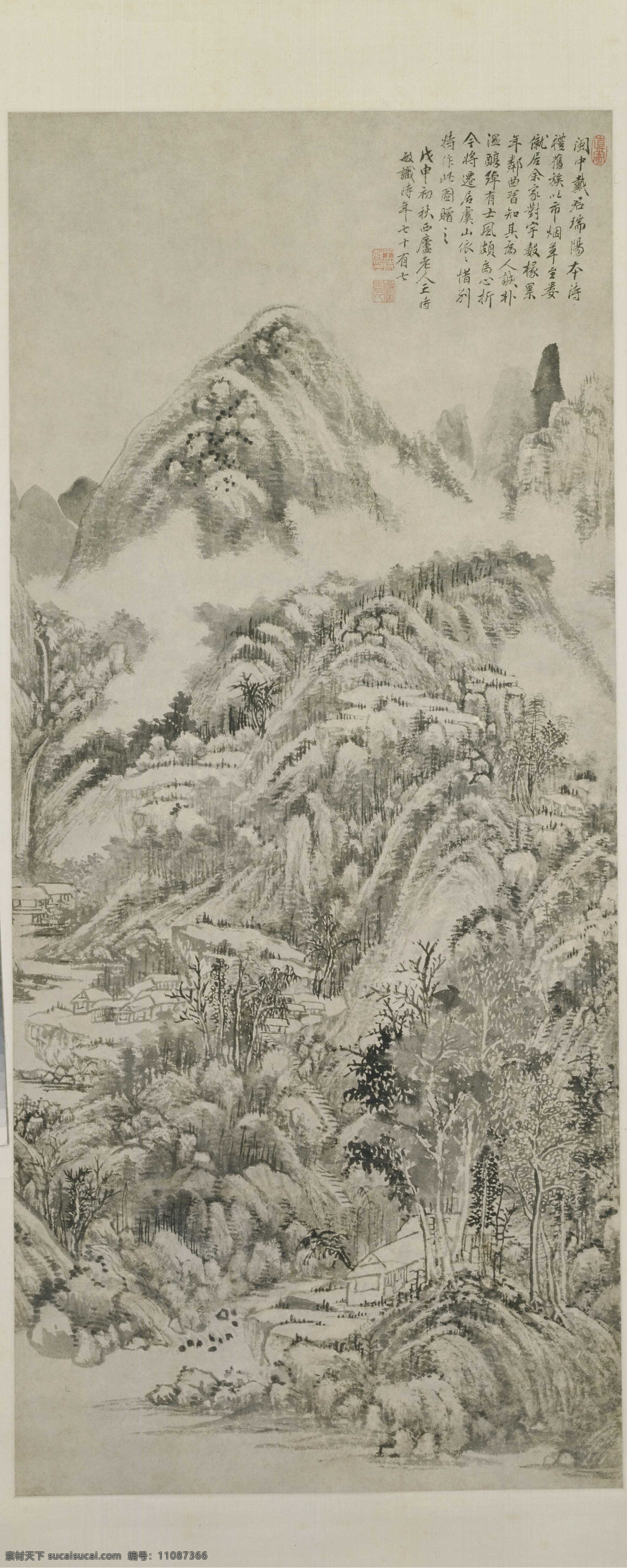 虞山惜别图轴 明 王时敏 古画 古代绘画 国画 中国古画 书画 中国文化 国宝 山水画 诗画 中国古代绘画 绘画书法 文化艺术