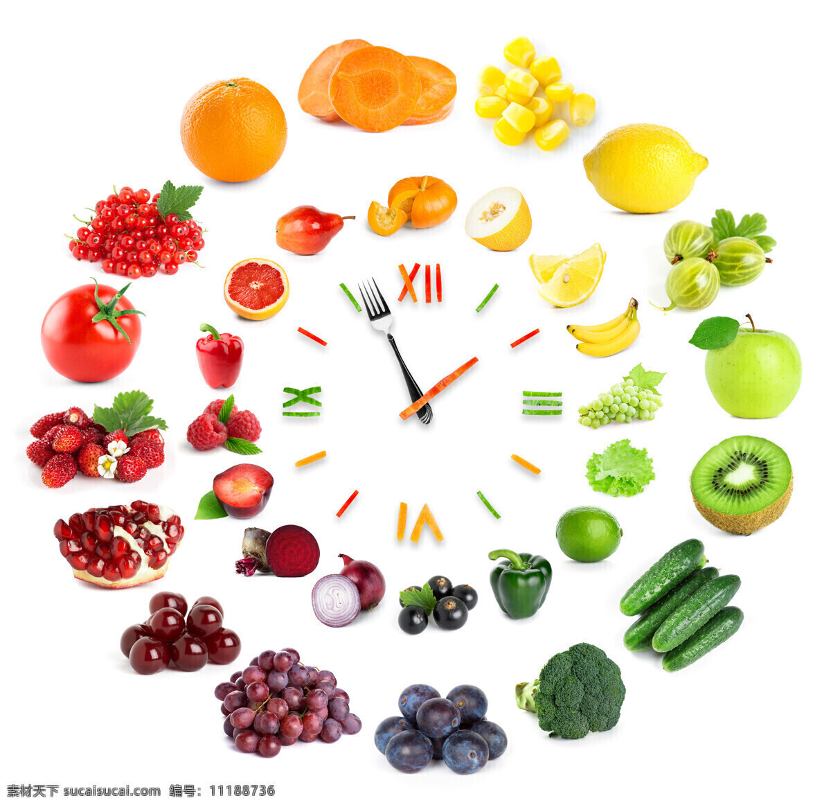 水果时钟 水果 钟表 时钟 创意 时间 水果蔬菜 生活百科 生活素材