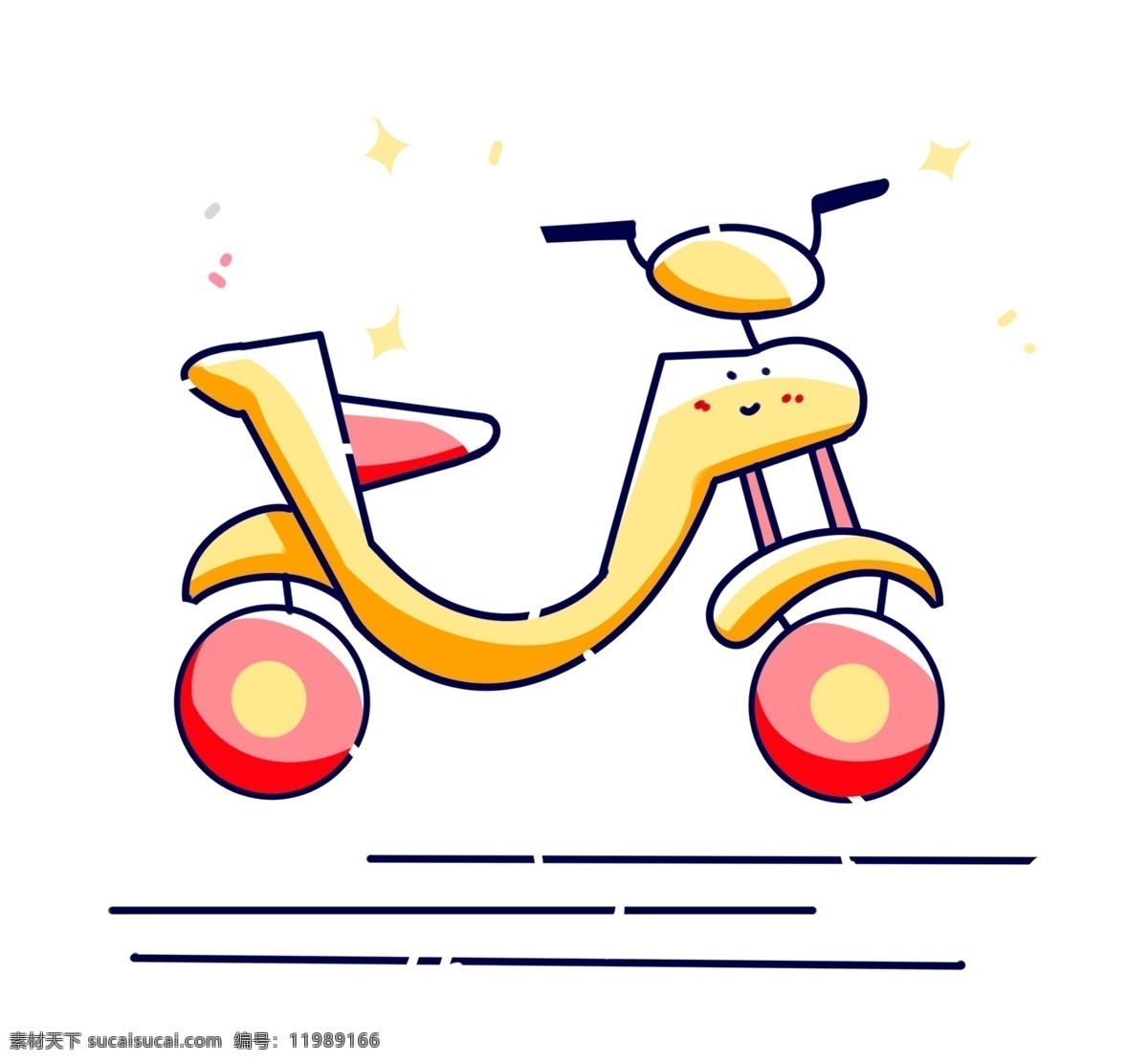 黄色 卡通 自行车 交通工具